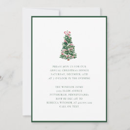 Convites Festa de Natal com Árvore de Natal em Aquarela Ele