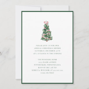 Convites Festa de Natal com Árvore de Natal em Aquarela Ele
