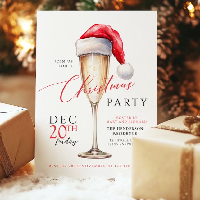 Convites Festa de Natal com Chapéu do Papai Noel (Criador carregado)