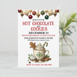 Convites Festa de Natal com Chocolate Quente e Biscoitos