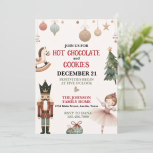 Convites Festa de Natal com Chocolate Quente e Biscoitos