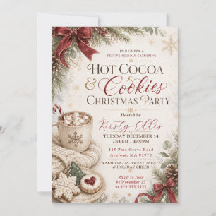 Convites Festa de Natal com Chocolate Quente e Biscoitos