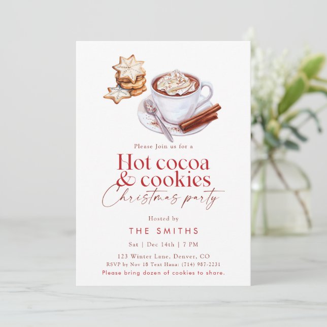 Convites Festa de Natal com Chocolate Quente e Biscoitos de (Em pé/Frente)