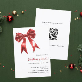 Convites Festa de Natal com código QR branco do arco vermel