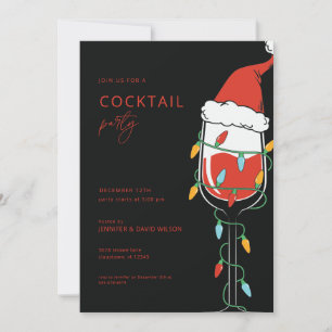 Convites Festa de Natal com Coquetéis para Adultos Vinho de