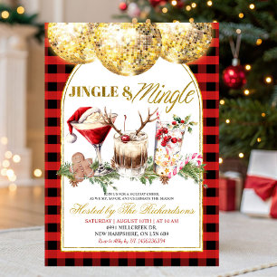 Convites Festa de Natal com Coquetel Gingham Jingle Mingle