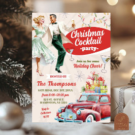 Convites Festa de Natal com Coquetel Retro Vintage de Féria