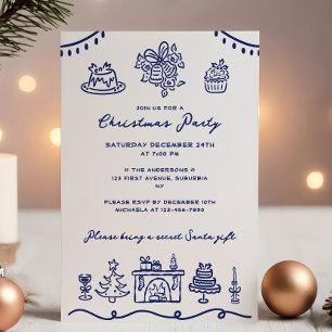 Convites Festa de Natal com Desenhos à Mão