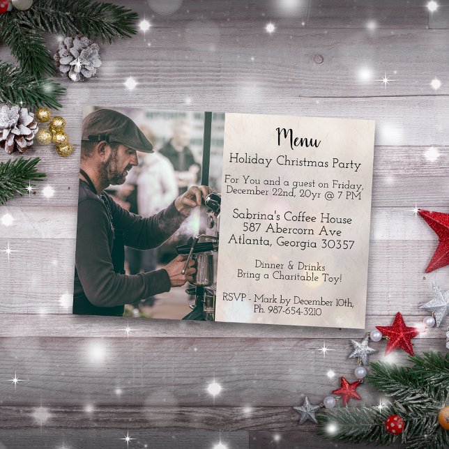 Convites Festa de Natal com Estilo de Menu de Café Simples (Criador carregado)