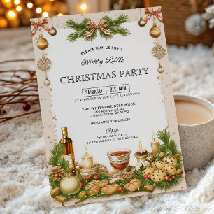 Convites Festa de Natal com Fita de Verde Pinheiro e Bege