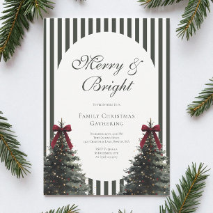 Convites Festa de Natal com Laço de Aquarela de Letra Elega
