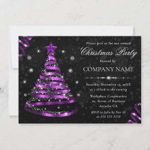 Convites Festa de Natal com Laço Roxo Elegante