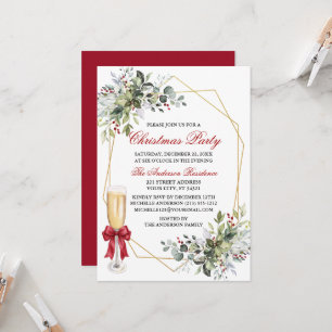 Convites Festa de Natal com Laço Vermelho de Verde Vegetal