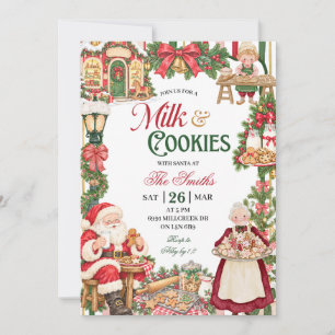 Convites Festa de Natal com Leite e Biscoitos Tema Papai No