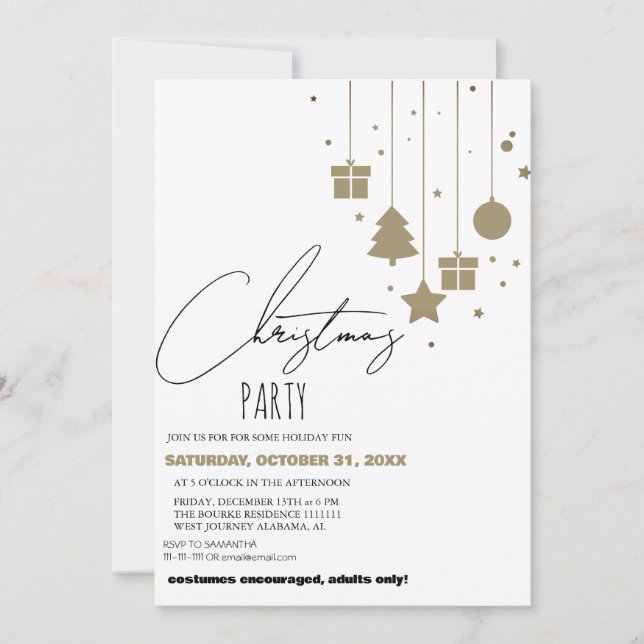 Convites Festa de Natal com Letra Elegante Moderna e Chic (Frente)