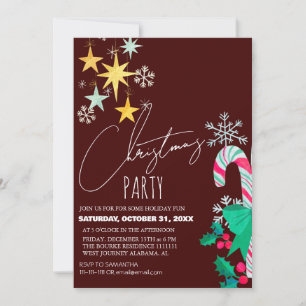 Convites Festa de Natal com Letra Elegante Moderna e Chic