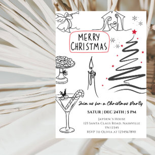 Convites Festa de Natal com Linha Artística Elegante