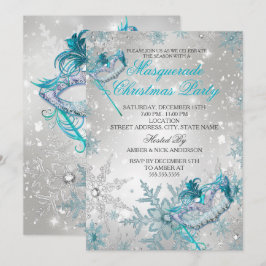 Convites Festa de Natal com Máscara de Floco de Neve Prata