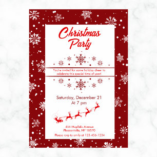 Convites Festa de Natal com Papais noeis Sleigh e Snowflake