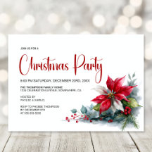 Festa de Natal com Poinsettia em Aquarela