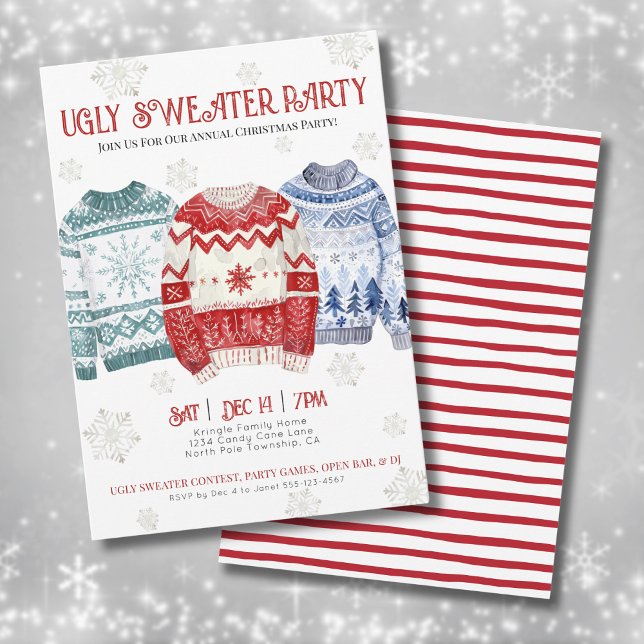 Convites Festa de Natal com Suéter Feio (Ugly Sweater Christmas Party Invitation)