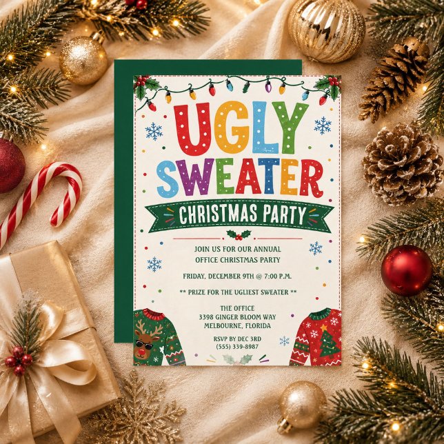 Convites Festa de Natal com Suéter Feio (Ugly Sweater Holiday Christmas Party Invitation)