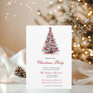 Convites Festa de Natal com Vegetação em Aquarela e Frutas