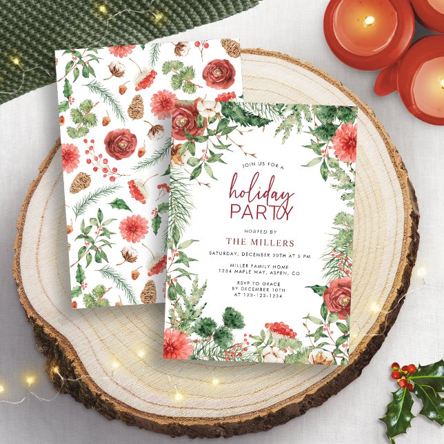 Convites Festa de Natal com Verdejante (Greenery Christmas Holiday Party Invitation
)