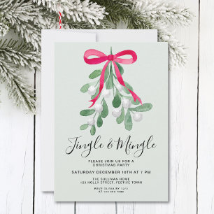 Convites Festa de Natal com Visco Verde Jingle And Mingle