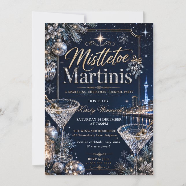 Convites Festa de Natal com Visgo e Martinis (Frente)