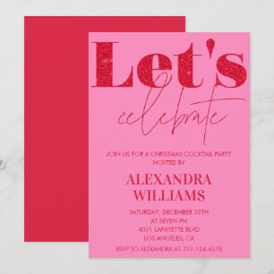 Convites Festa de Natal Cor-de-Rosa com Drinks Vamos celebr