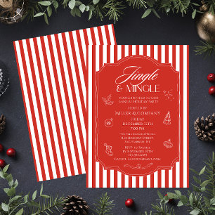 Convites Festa de Natal Corporativa Anual Listras Vermelhas