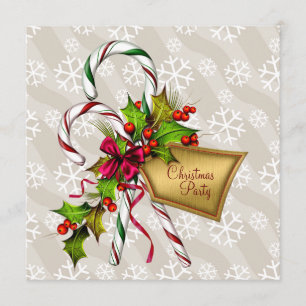 Convites Festa de Natal Corporativa Candy Canes Snowflakes