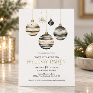 Convites Festa de Natal Corporativa Chic Black Gold