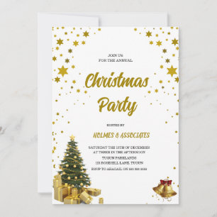 Convites Festa de Natal Corporativa Clássico Ouro Office