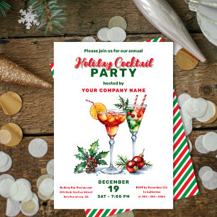 Convites Festa de Natal Corporativa com Coquetel de Aquarel