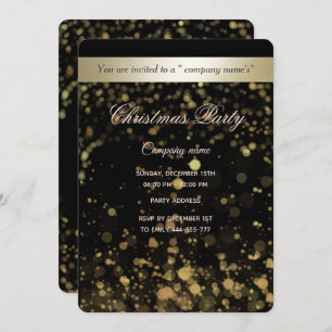 Convites Festa de Natal corporativa de luxo Dourado/negro