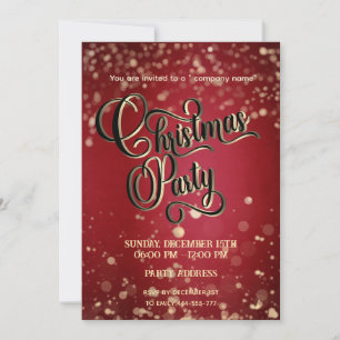 Convites Festa de Natal corporativa de luxo Red/gold bokeur