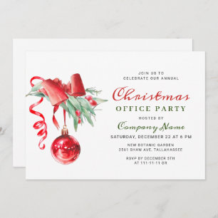 Convites Festa de Natal Corporativa de Ornamento de Aquarel