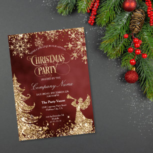 Convites Festa de Natal Corporativa Elegante com Brilho Dou