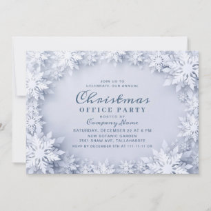 Convites Festa de Natal Corporativa Elegante Snowflakes