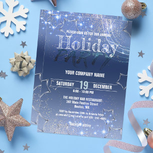 Convites Festa de Natal Corporativa Estrela de Inverno Azul