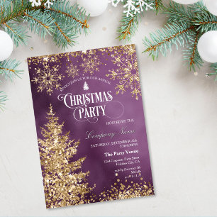 Convites Festa de Natal Corporativa Glitter Dourado Chic El