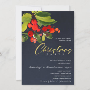 CONVITES FESTA DE NATAL CORPORATIVA NAVY RED BERRY