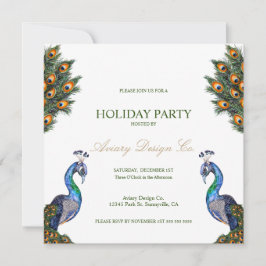 Convites Festa de Natal Corporativa Pavão em Aquarela