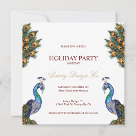 Convites Festa de Natal Corporativa Pavão em Aquarela