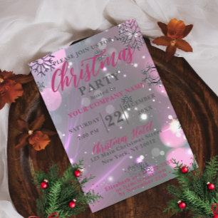 Convites Festa de Natal Corporativa Pink Winter Wonderland