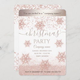 Convites Festa de Natal corporativa rosa gold snowflake
