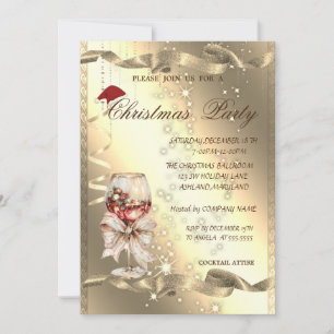 Convites Festa de Natal Corporativa Sparkle Glass Bow,