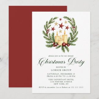 Convites Festa de Natal Corporativa Vermelha e Verde Elegan